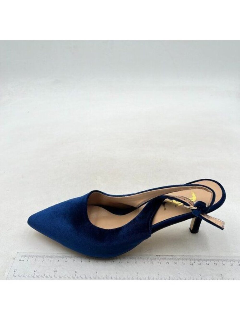 FSJ Women Classic Slingback Pumps Low Kitten Mid Heels Sandals Pointy Toe Blue